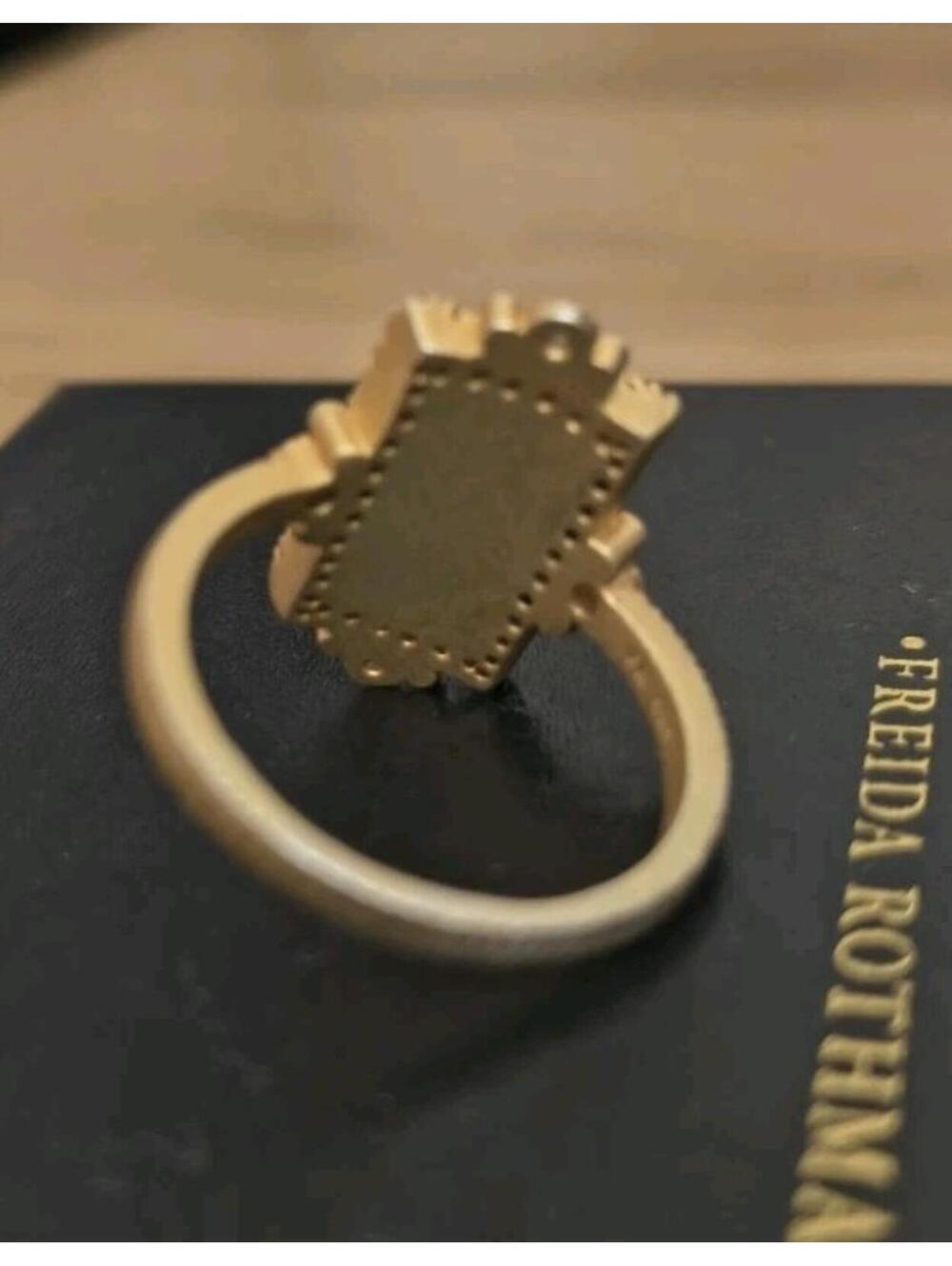 New Freida Rothman Amzonite Stone CZ Accent Statement Ring Size 7 - Picture 4 of 4